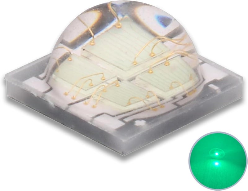 LEDGUHON 10Pcs 5050 SMD LED Chip 3W Green Light High Intensity Bright Lighting Emitter Led Chip Replacement(120deg,Green 520nm-525nm,DC 3.2-3.6V,700mA) - Image 1